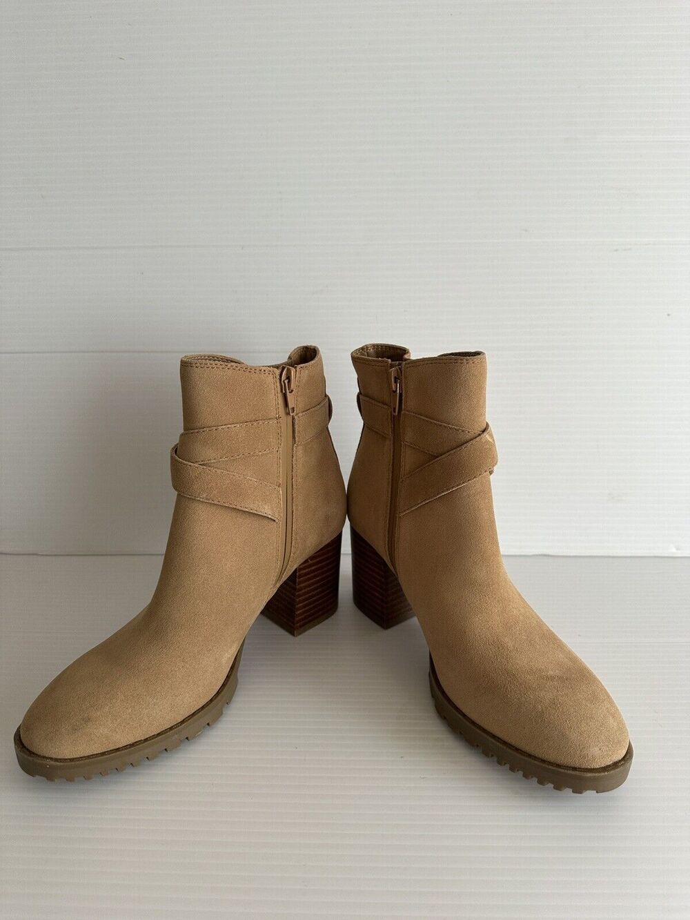 BLONDO TAMZIN WATERPROOF CAMEL BOOTIES ANKLE BUCKLE 5.5 Suede
